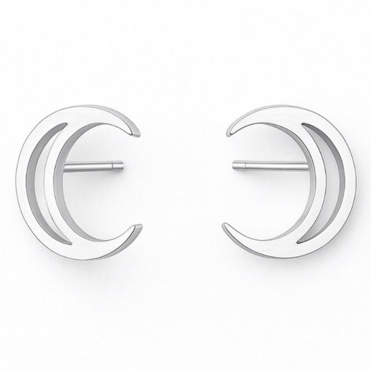Double Crescent Moon Stud Earrings