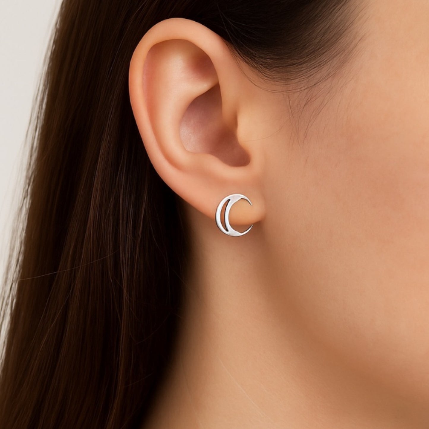 Double Crescent Moon Stud Earrings