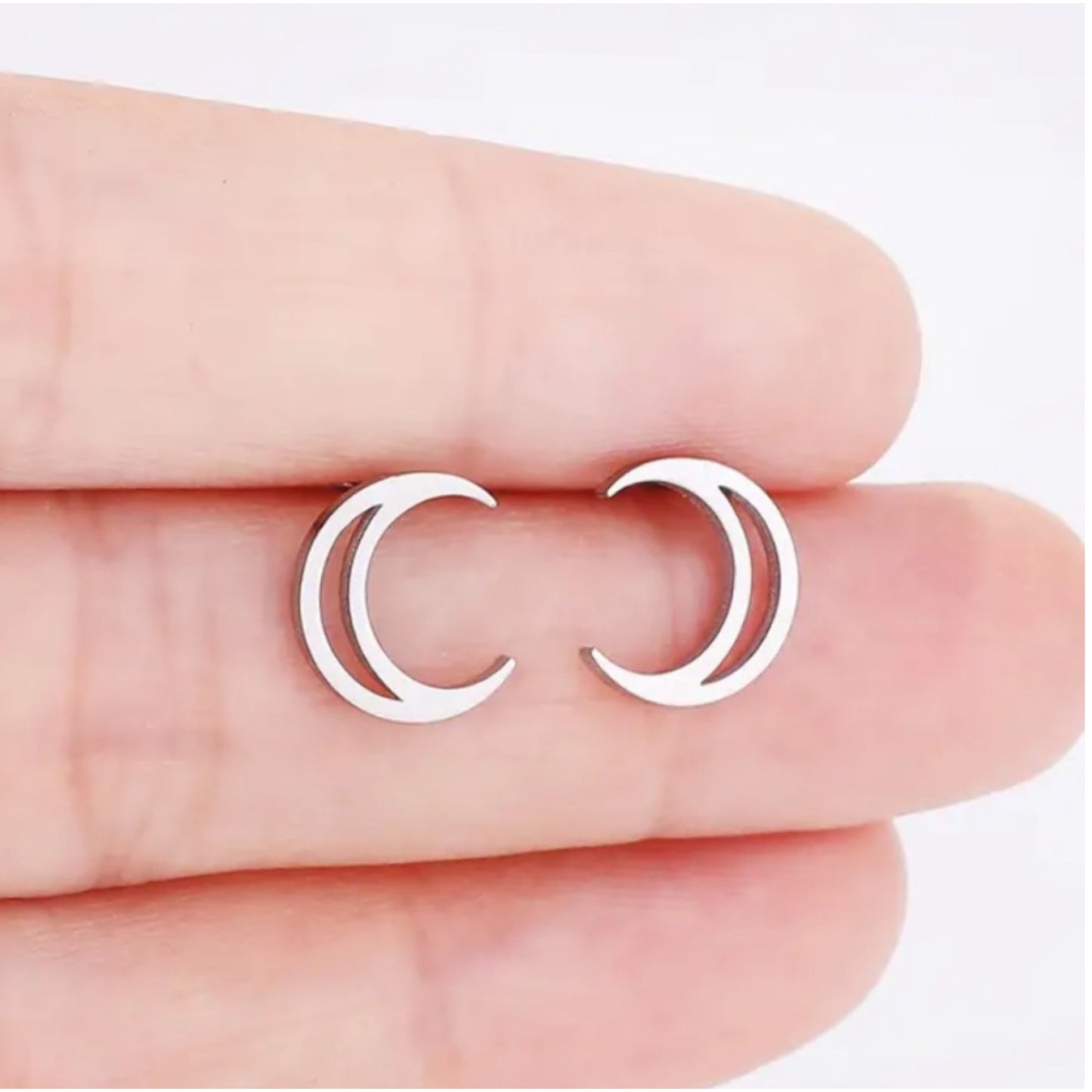 Double Crescent Moon Stud Earrings