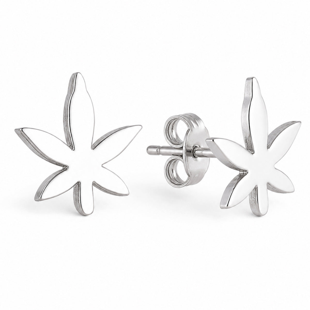 Tiny Pot Leaf Stud Earrings