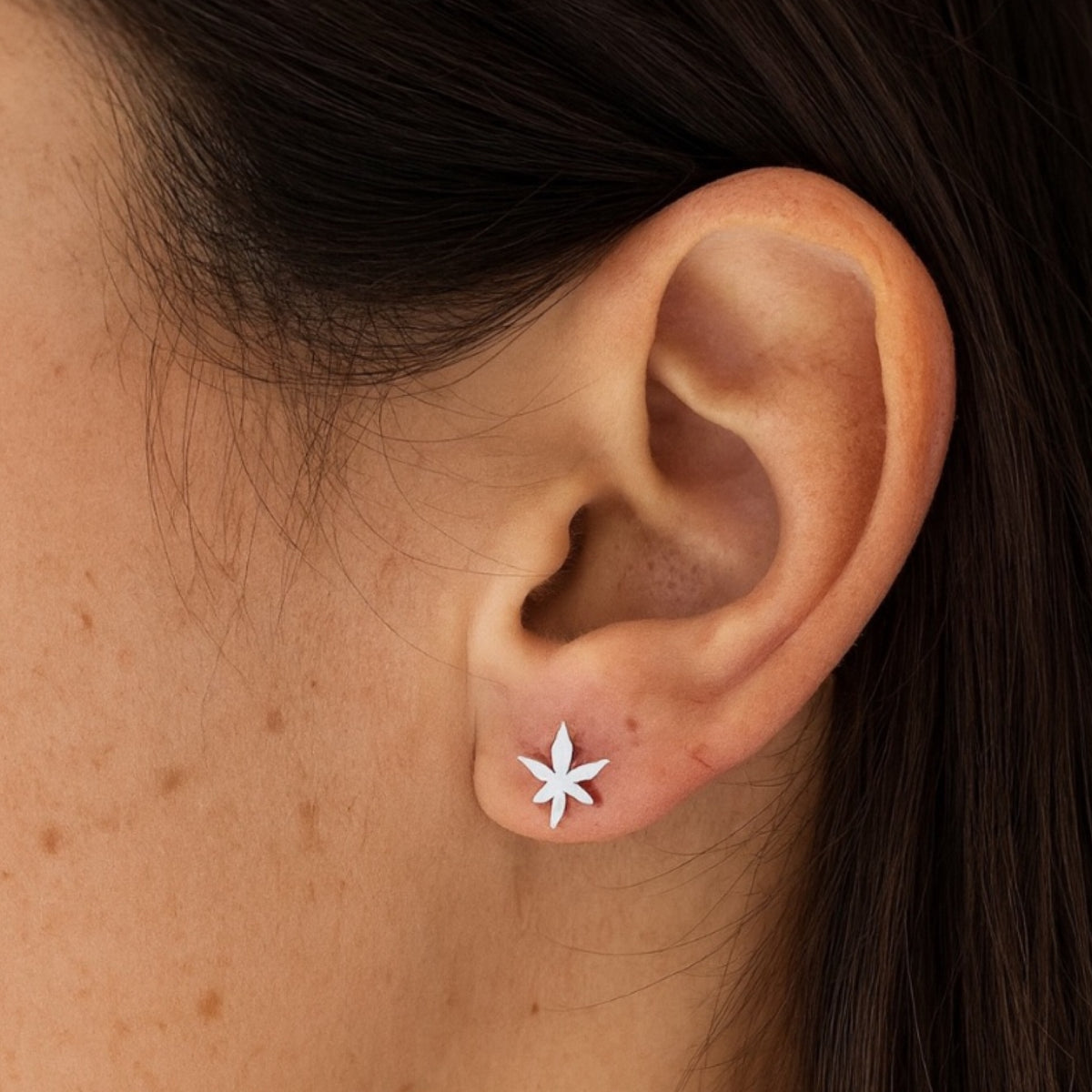 Tiny Pot Leaf Stud Earrings