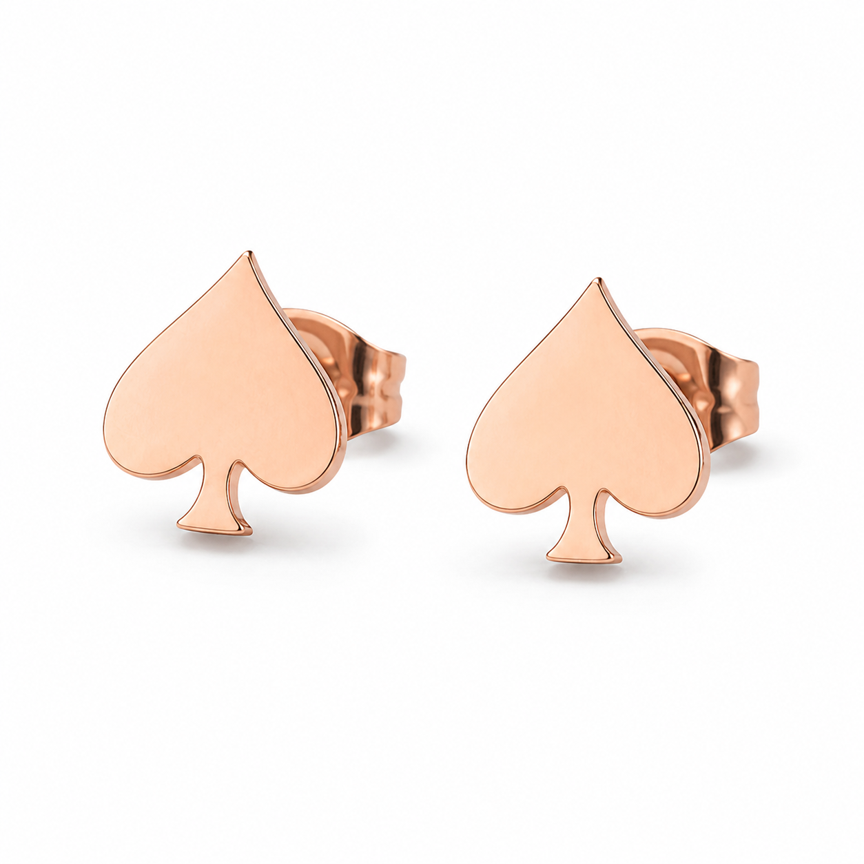 Rose Gold Spade Stud Earrings