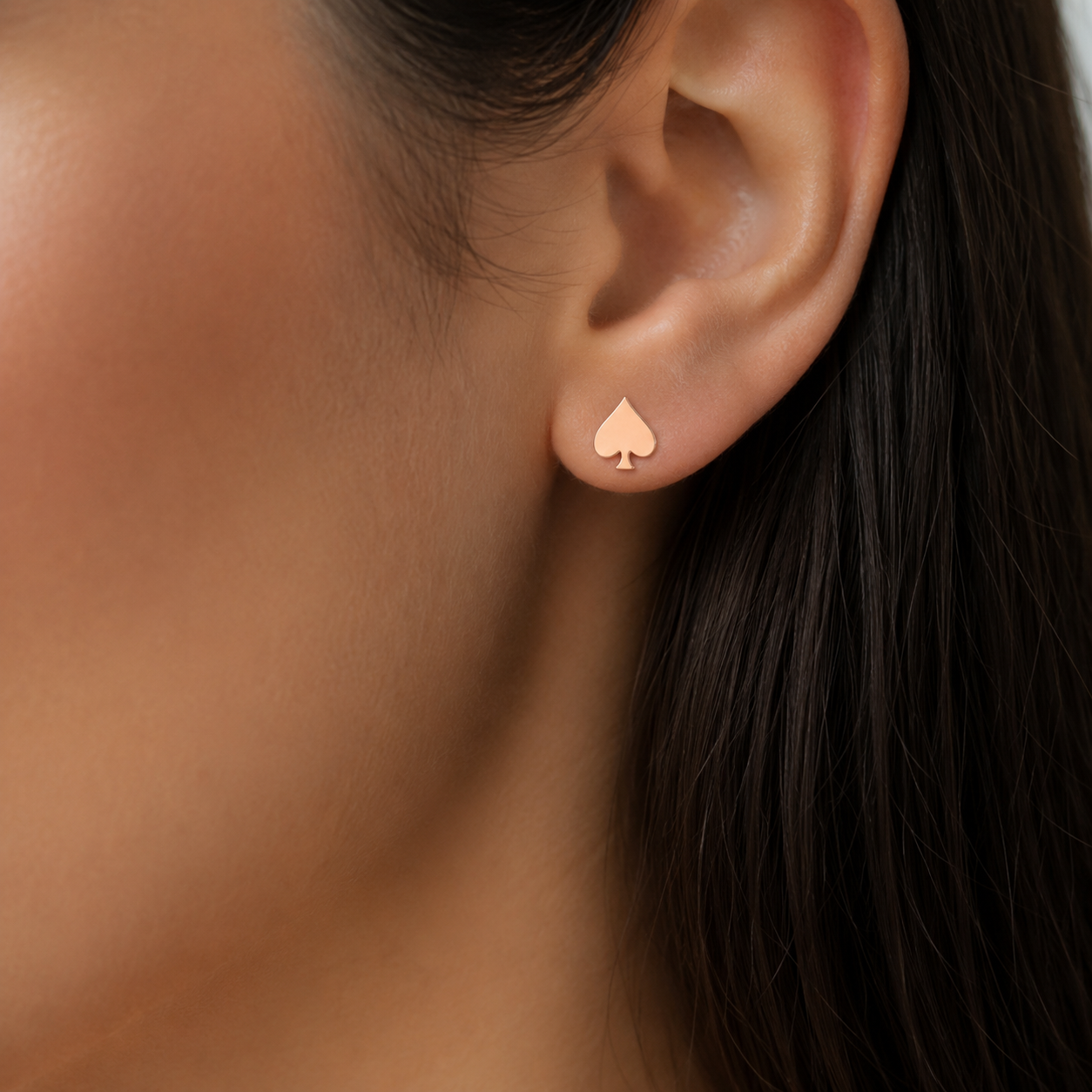 Rose Gold Spade Stud Earrings