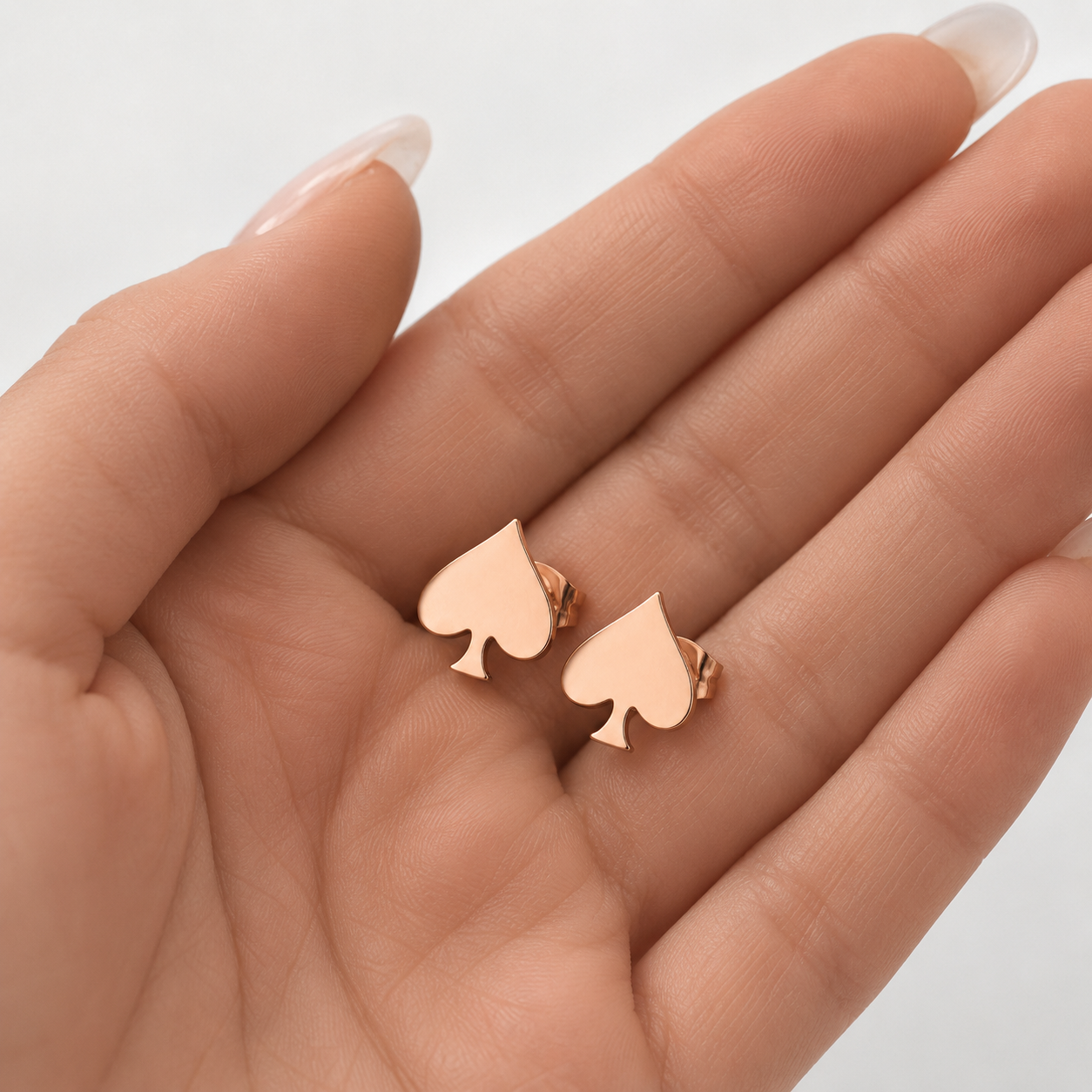 Rose Gold Spade Stud Earrings
