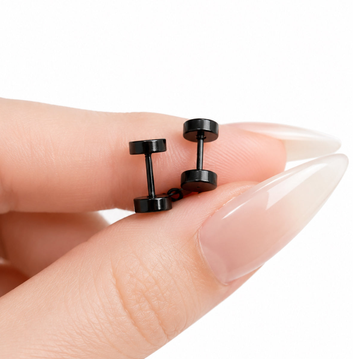 Black Cross Chain Dangle Faux Plug Earrings