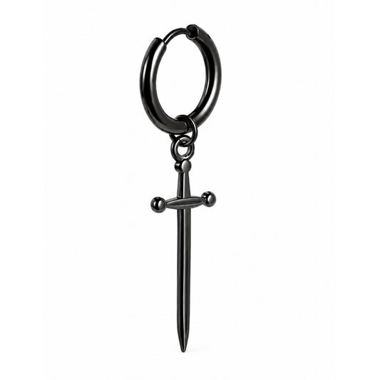Black Sword Dangle Hoop Earring