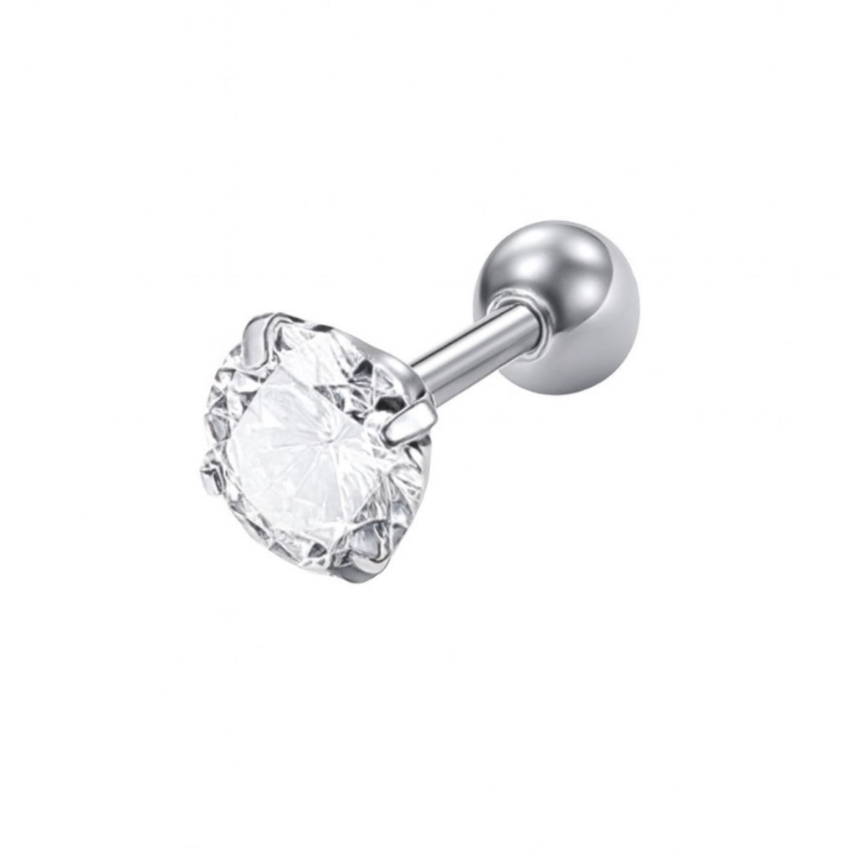 Clear CZ Cartilage Barbell Stud Earring