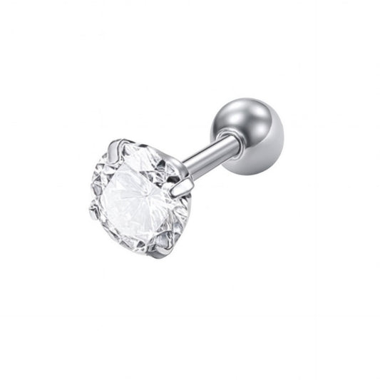 Clear CZ Cartilage Barbell Stud Earring