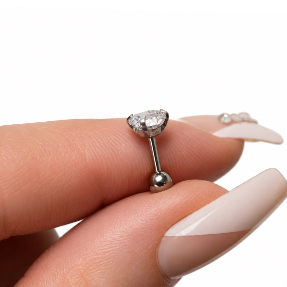 Clear CZ Cartilage Barbell Stud Earring