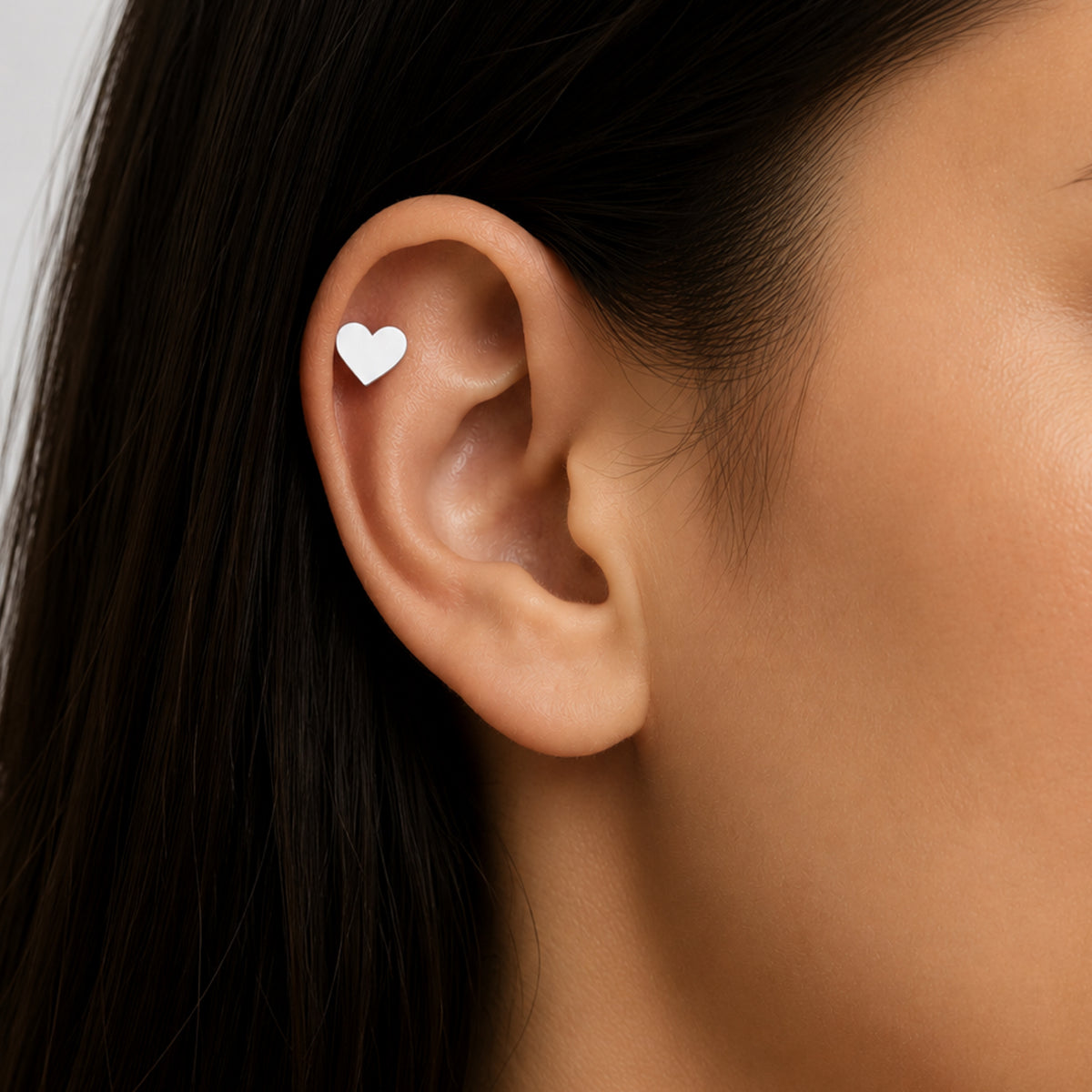 Heart Cartilage Barbell Stud Earring