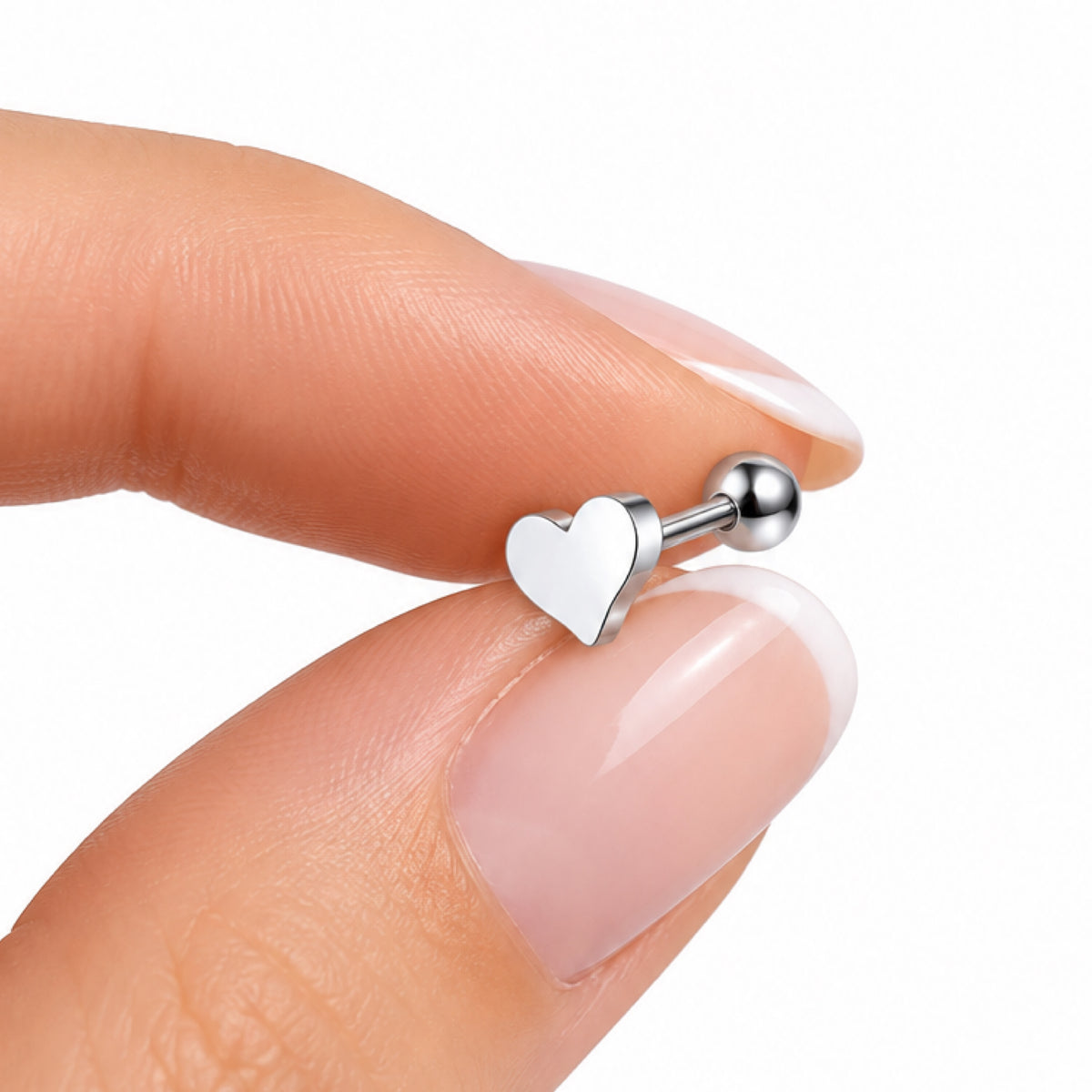 Heart Cartilage Barbell Stud Earring