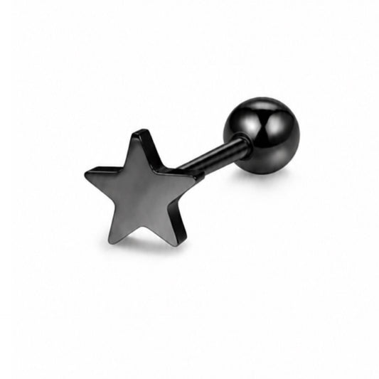 Black Star Cartilage Barbell Stud Earring