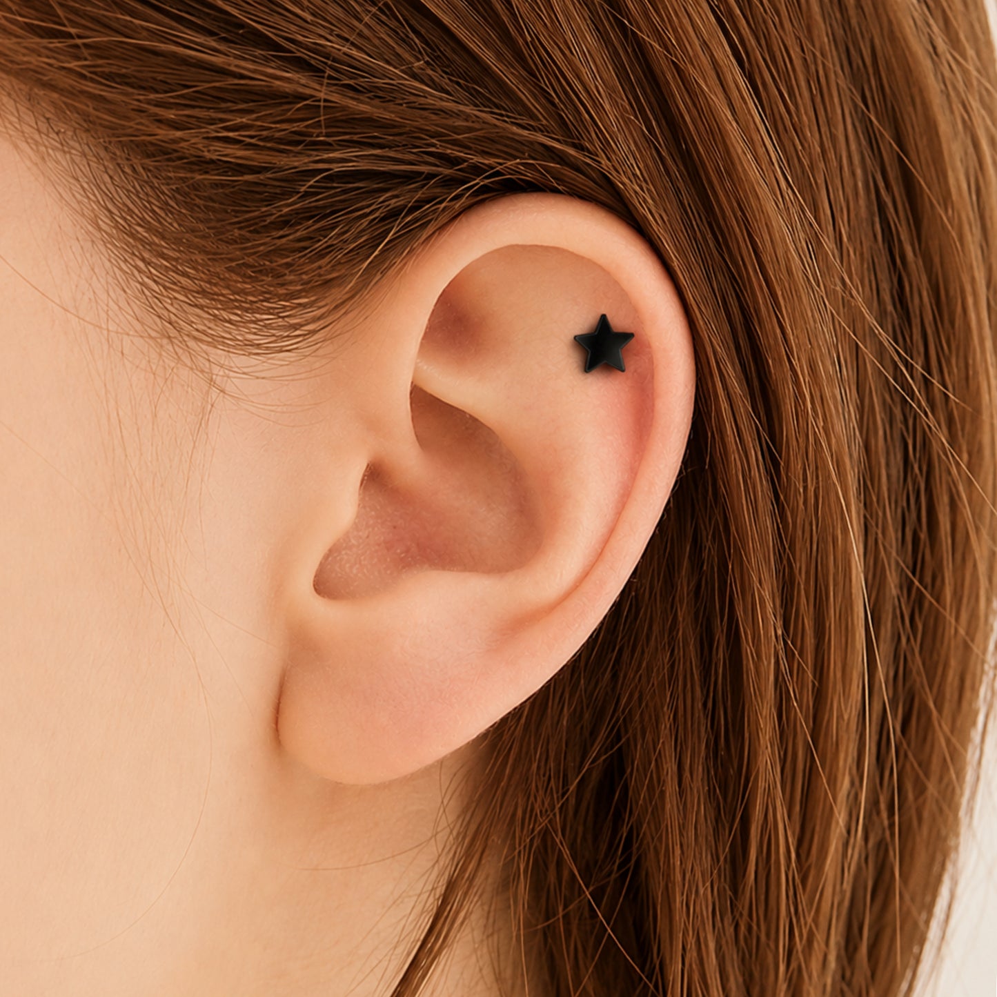 Black Star Cartilage Barbell Stud Earring
