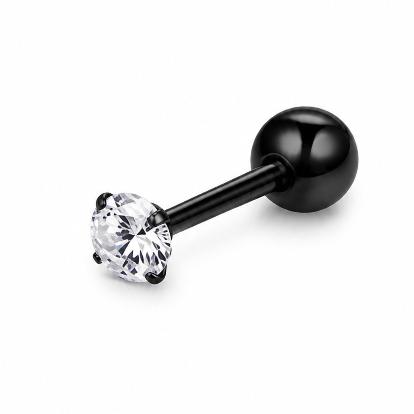Black CZ Cartilage Barbell Earring