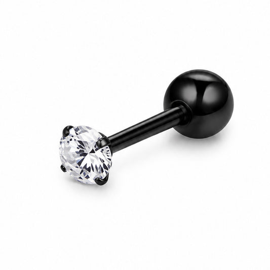 Black CZ Cartilage Barbell Earring