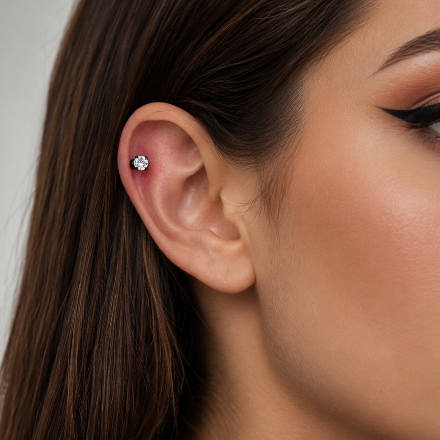 Black CZ Cartilage Barbell Earring