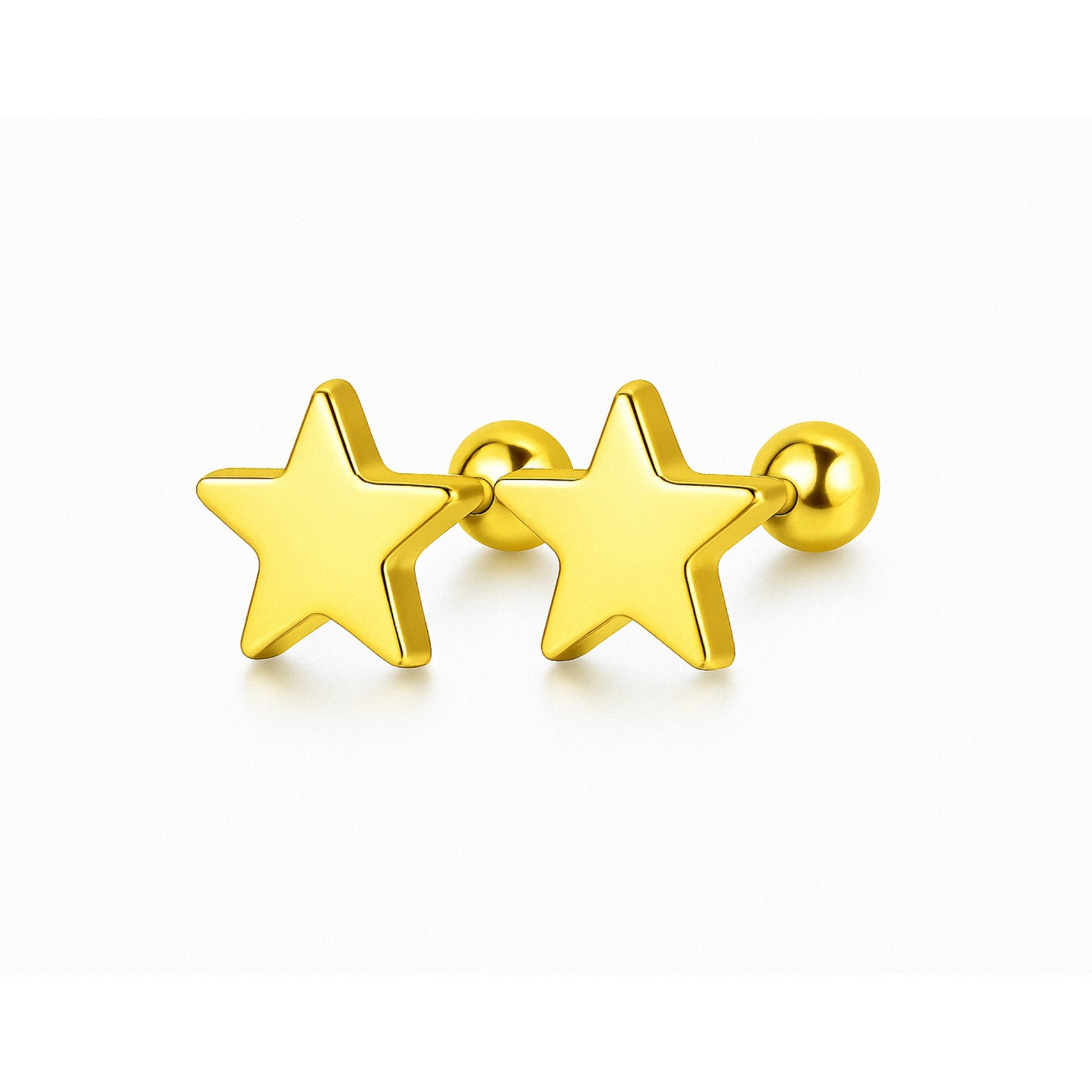 Gold Star Celestial Stainless Steel Stud Barbell Earrings –18G