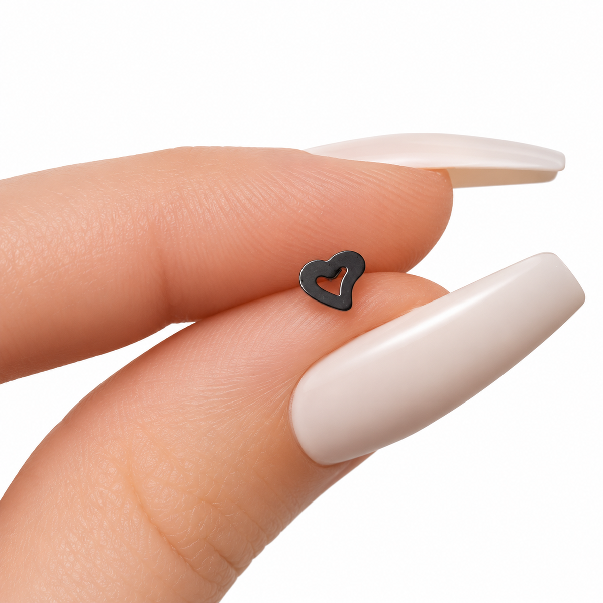 Black Open Heart L Bend Nose Ring
