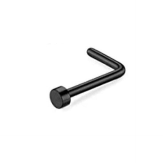 Black Nail Head L-Shaped Nose Ring Stud