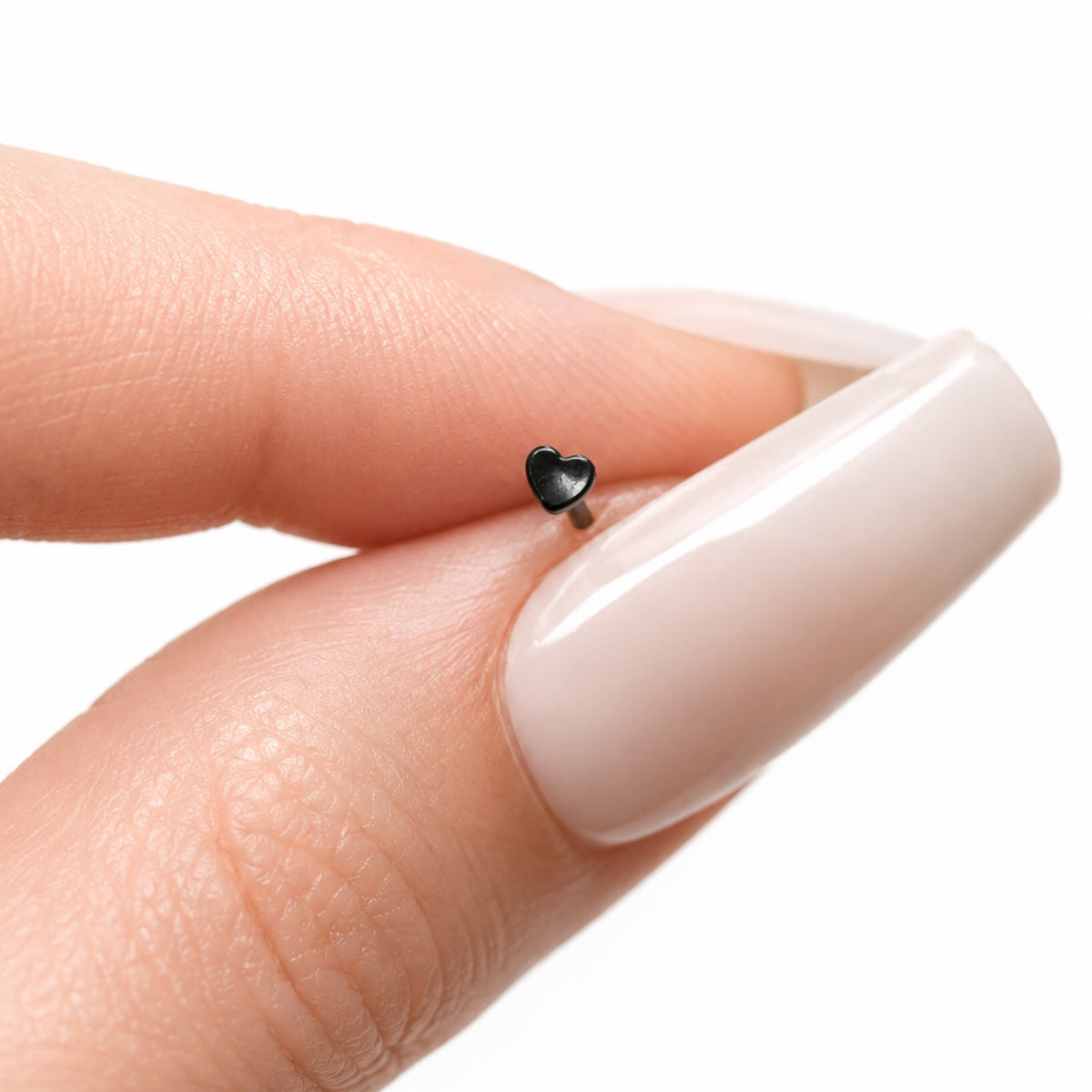 Black Heart L Shaped Nose Ring
