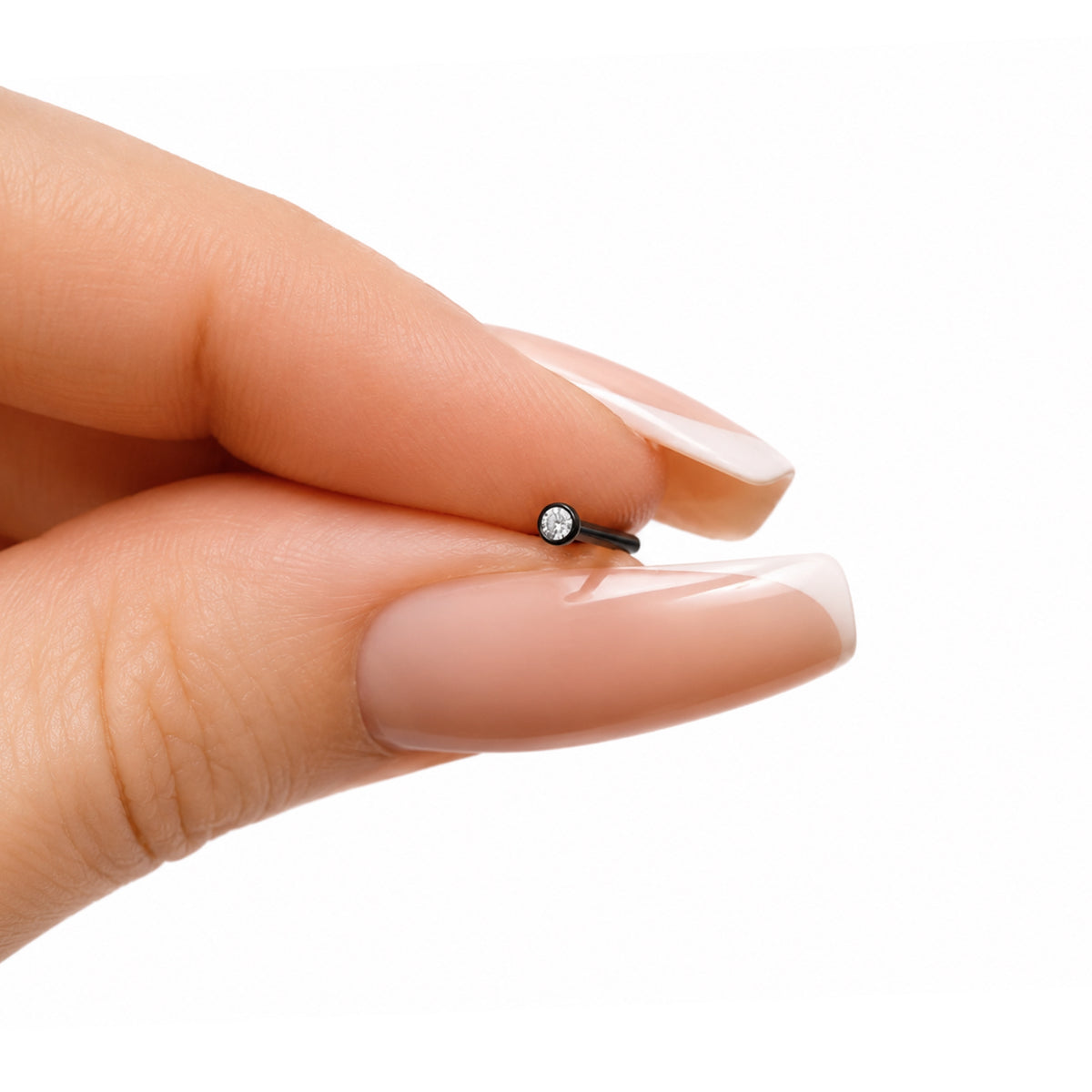 Black L Bend CZ Nose Ring Stud