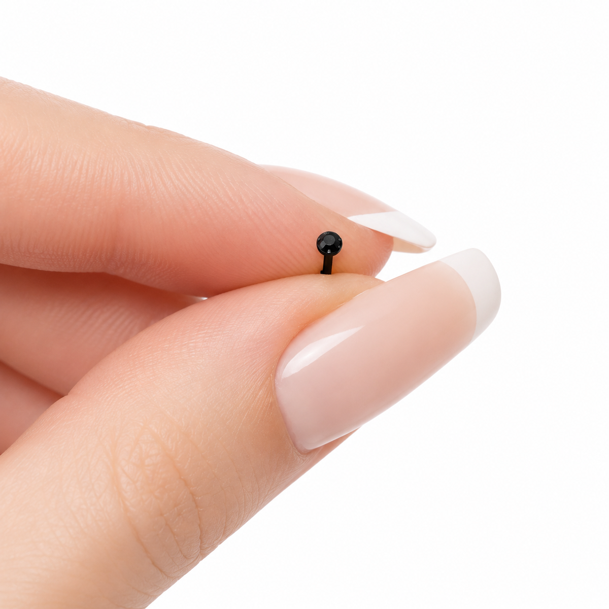 Black CZ L Bend Nose Ring Stud
