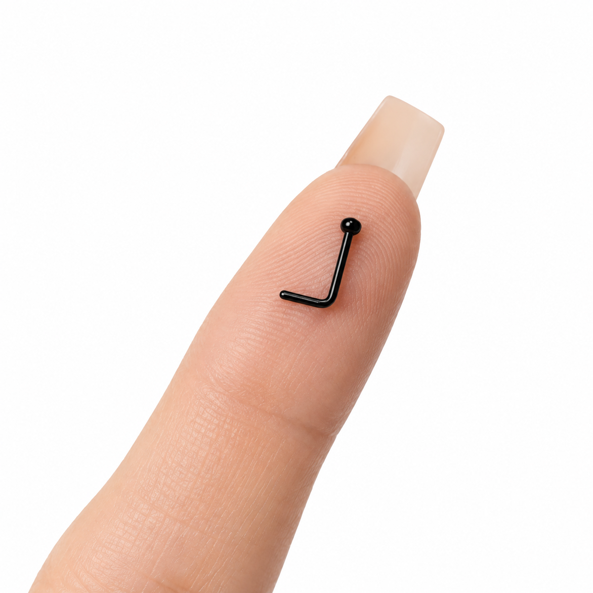 Black CZ L Bend Nose Ring Stud