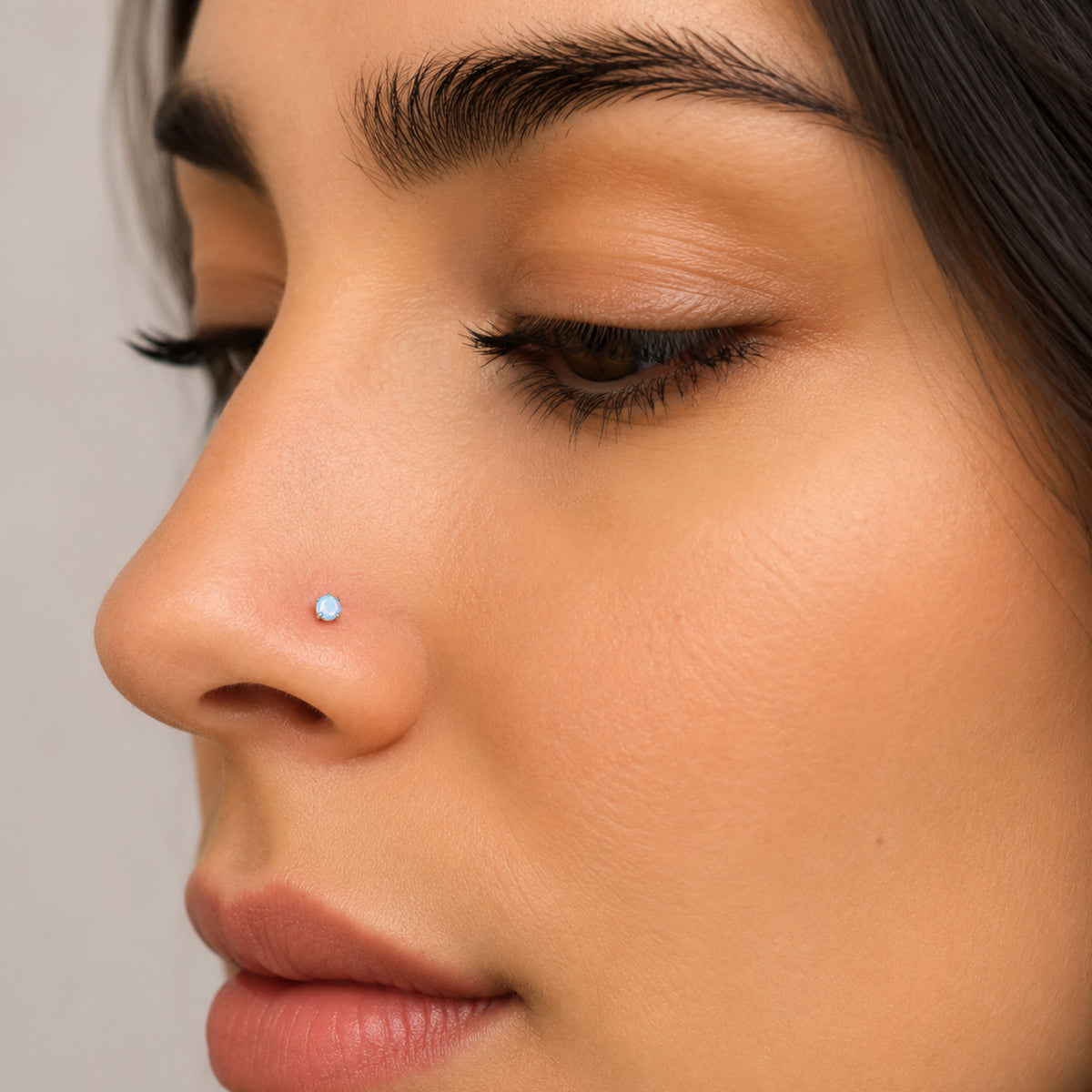 Iridescent CZ L Shape Nose Ring Stud