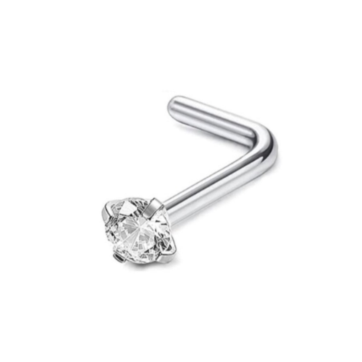 Clear CZ L Shape Nose Ring
