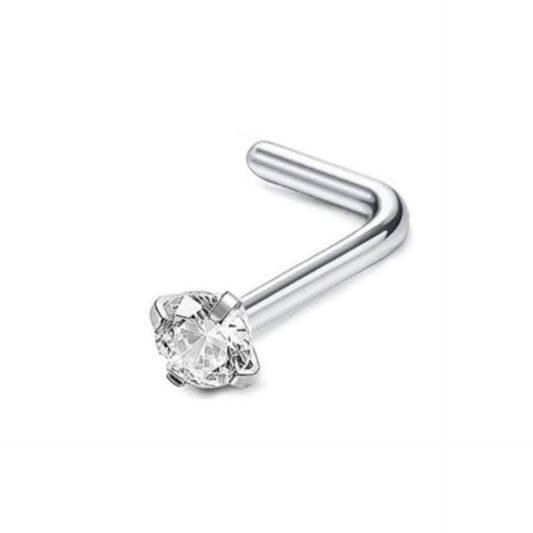 Clear CZ L Shape Nose Ring