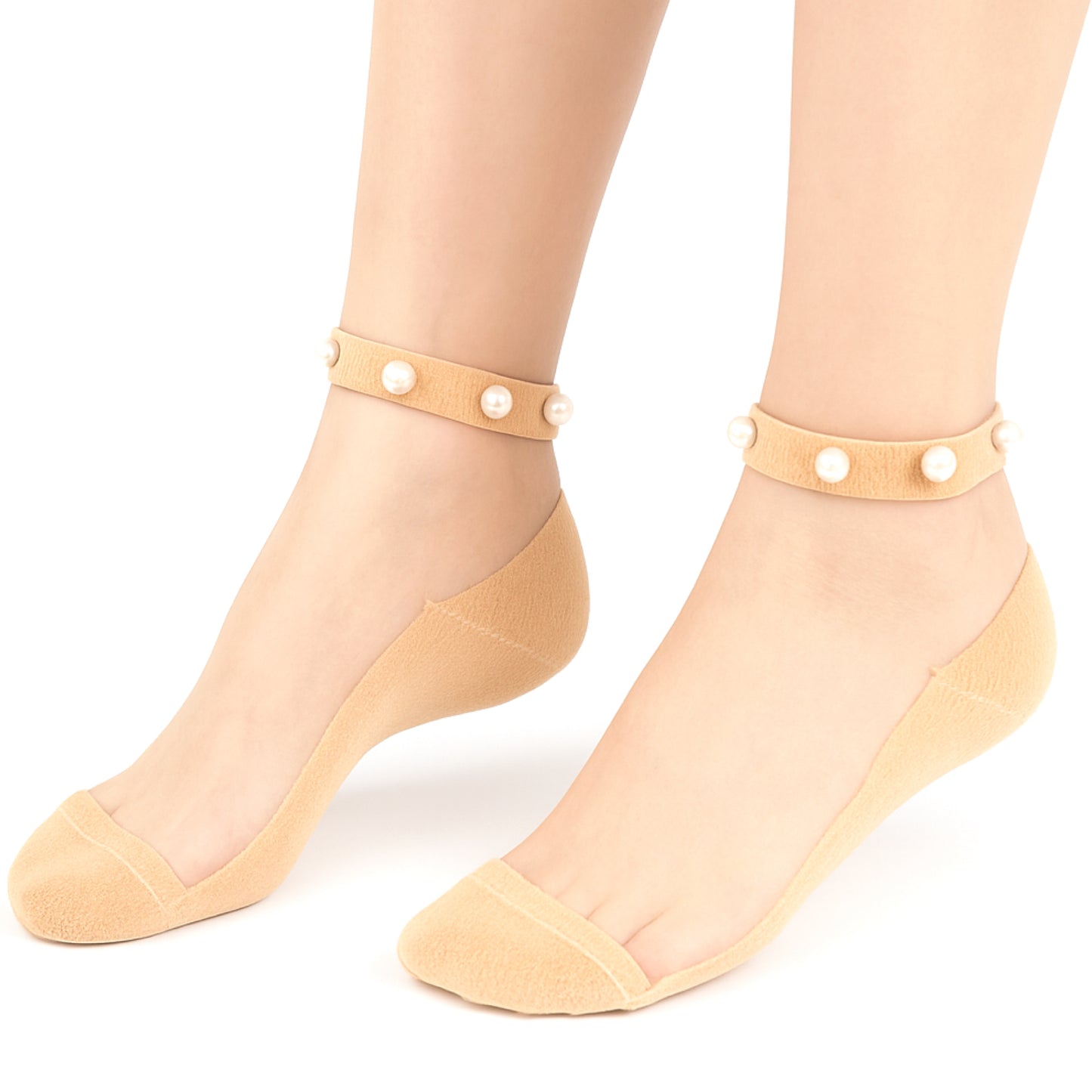 Gold Pearl Mesh Ankle Socks – Sheer Tulle No-Show Liner Socks