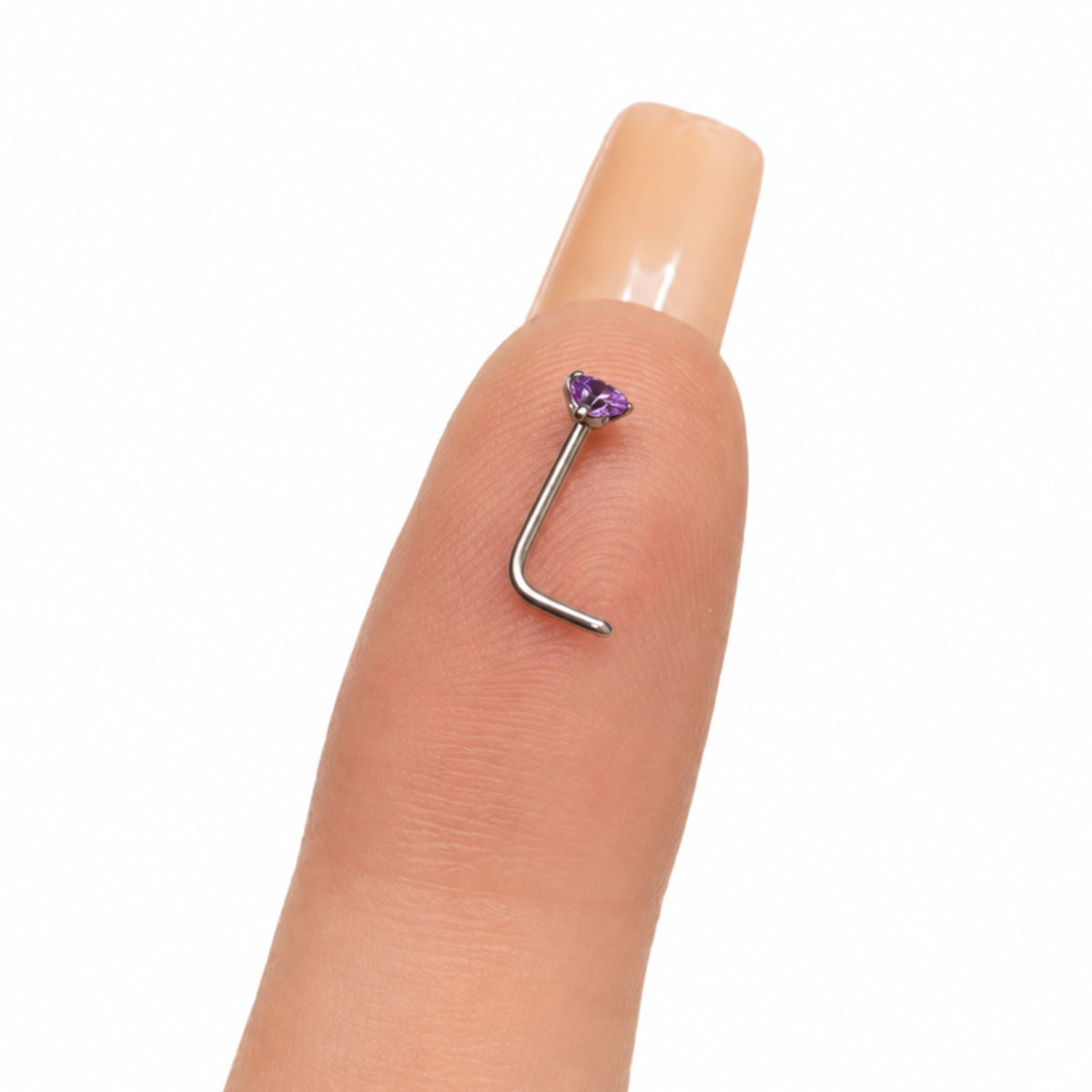 Purple Square CZ L Shaped Nose Ring