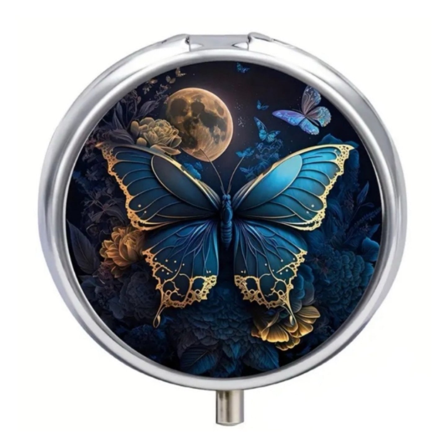 Blue Butterfly Moon Pill Case