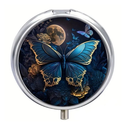 Blue Butterfly Moon Pill Case
