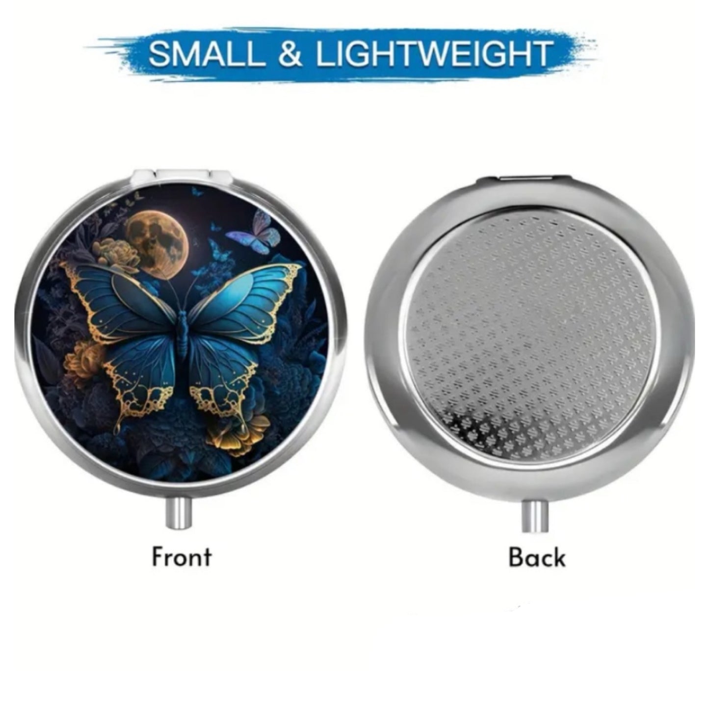 Blue Butterfly Moon Pill Case