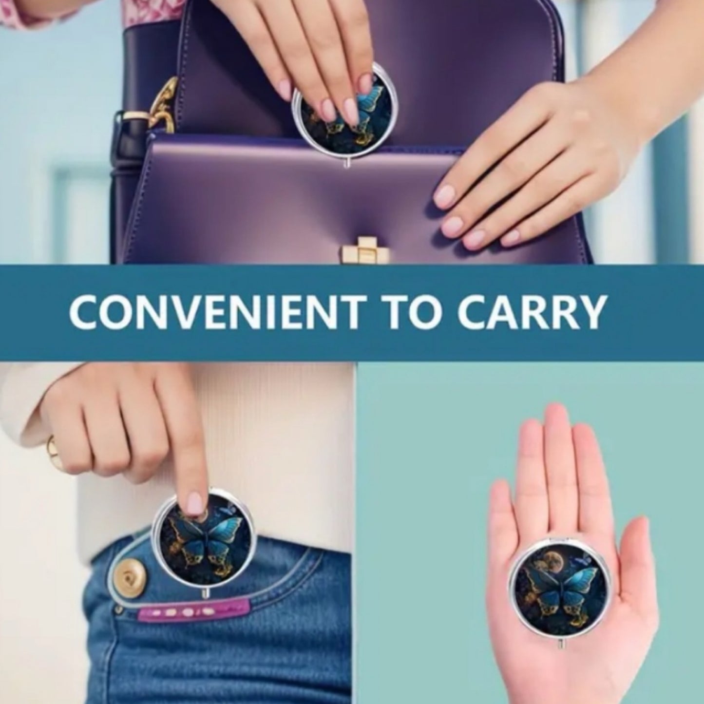Blue Butterfly Moon Pill Case