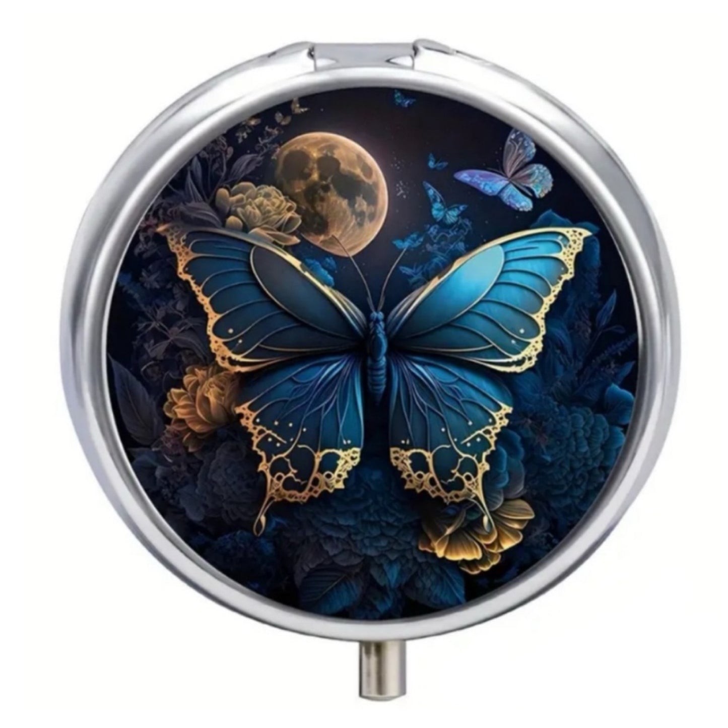 Blue Butterfly Moon Pill Case