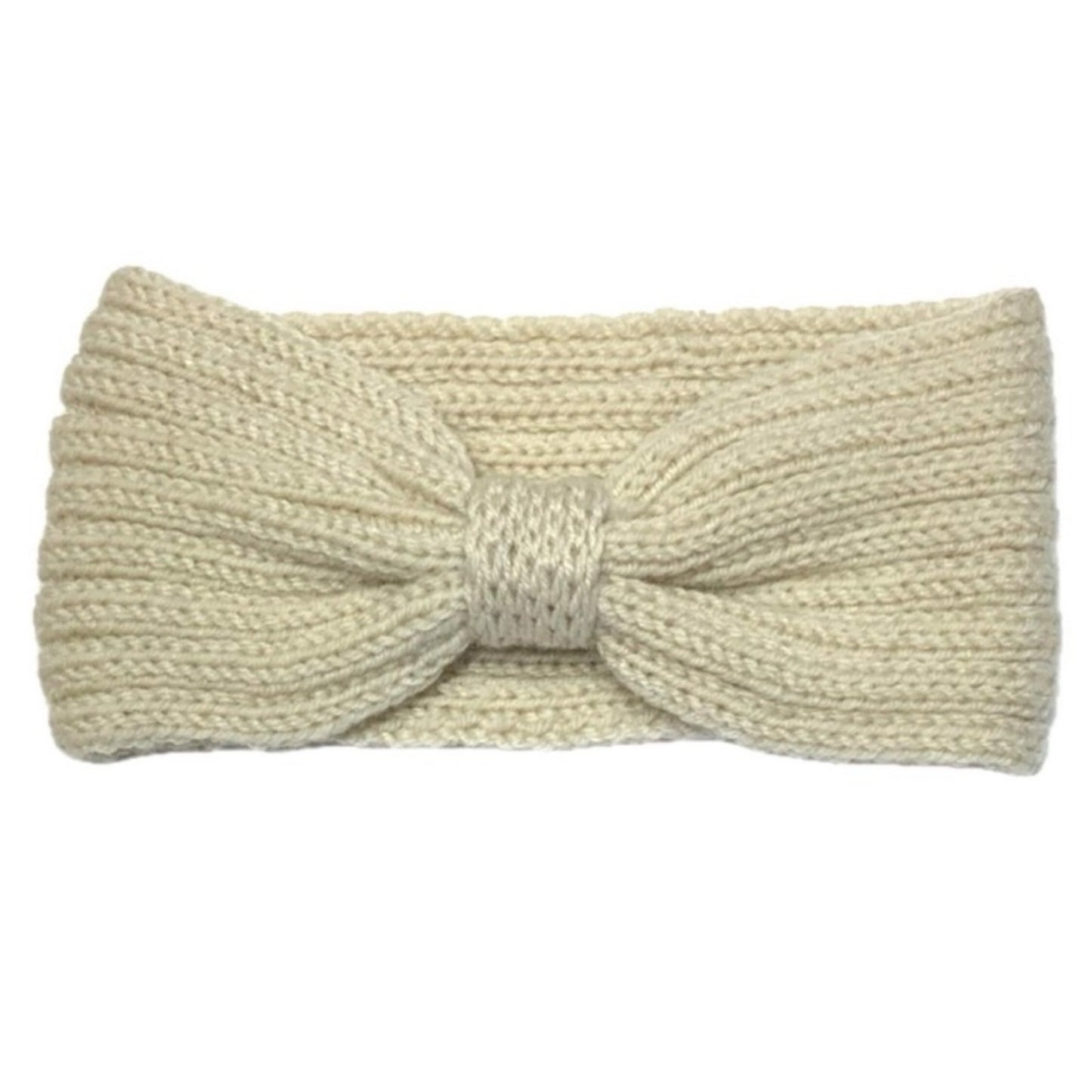 Cream Knit Bow Headband | Winter Ear Warmer | Soft Chunky Cable Knit Headwrap