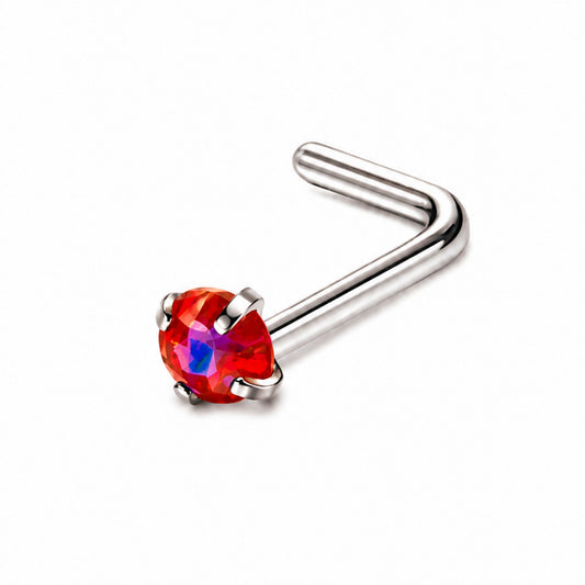 Red Opal L Bend Nose Ring