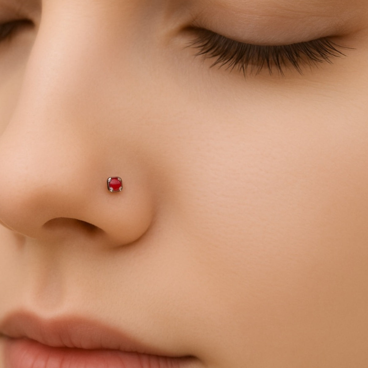 Red Opal L Bend Nose Ring