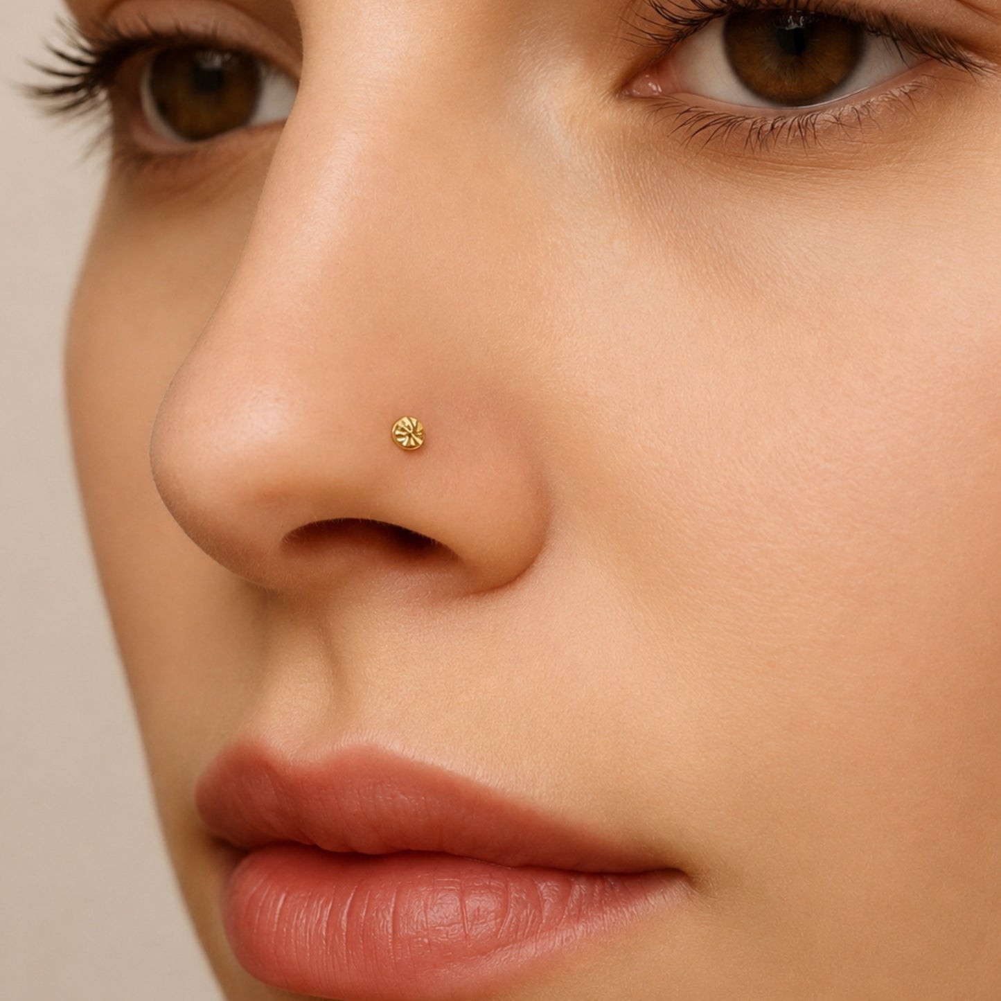 Gold Yellow CZ L Bend Nose Ring Stud