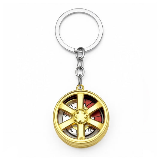 Gold Car Tire Rim Keychain