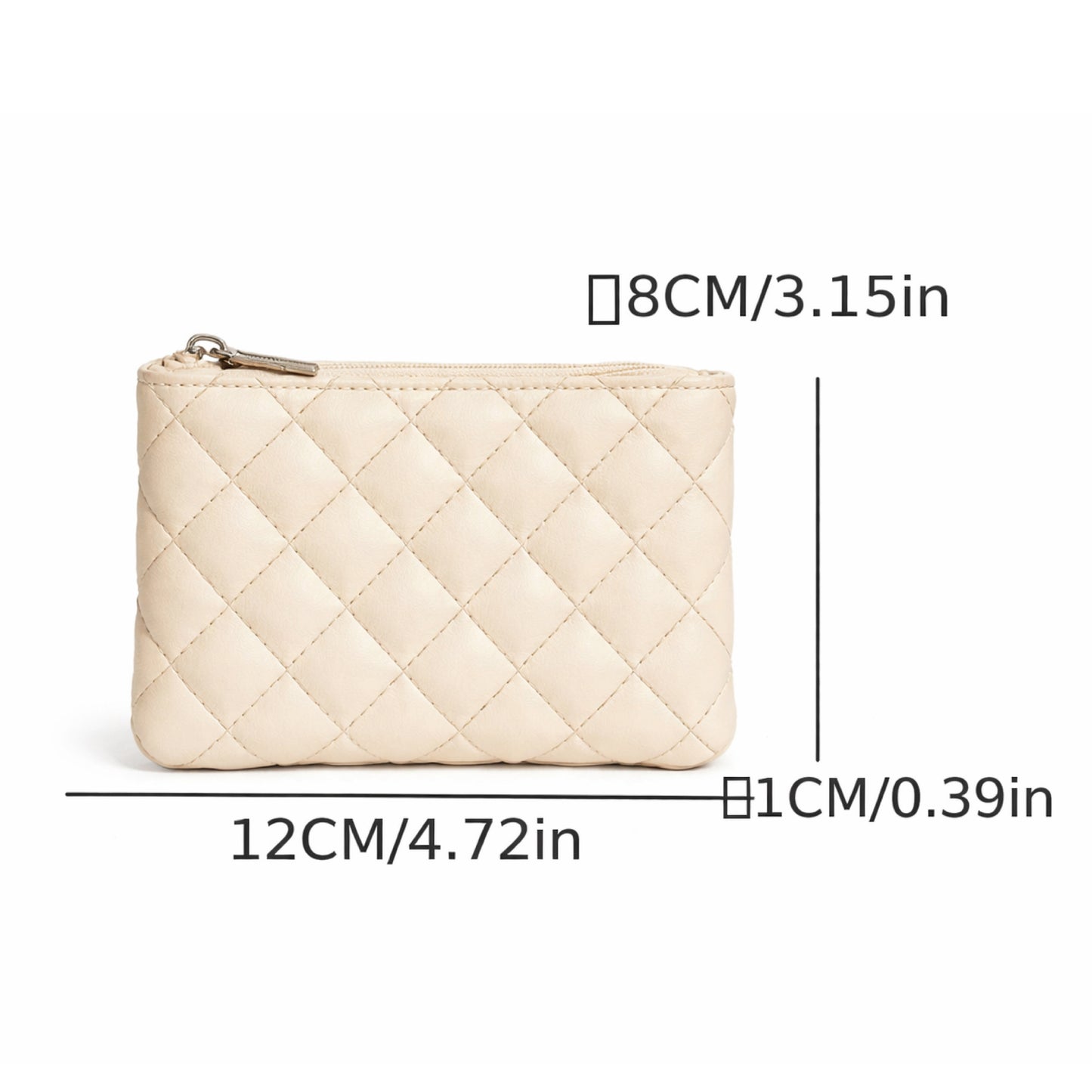 Cream Quilted Mini Zip Wallet | Coin Purse