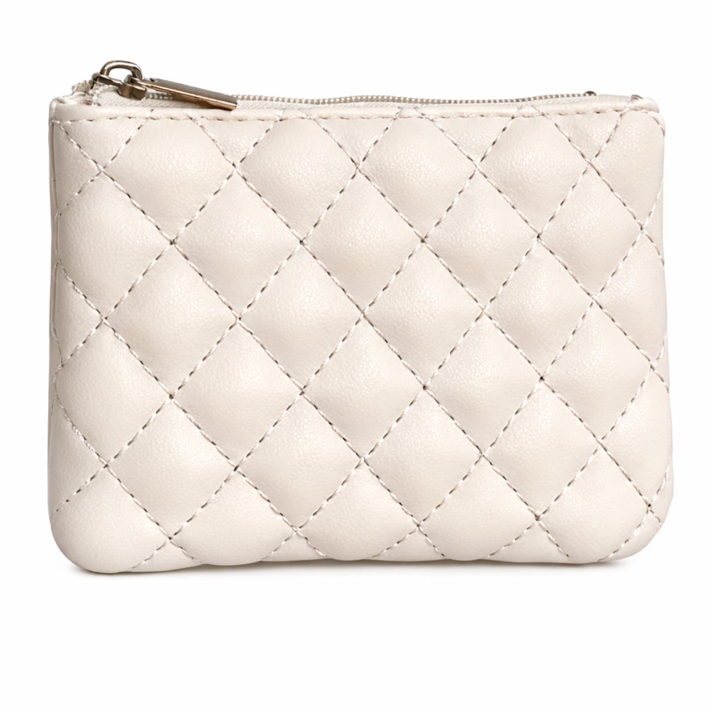 Cream Quilted Mini Zip Wallet | Coin Purse