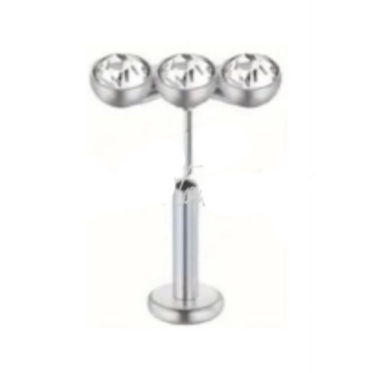 Triple Clear CZ Threadless Flat Back Stud