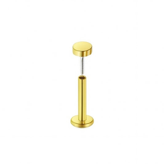 Tiny Gold Flat Back Stud – 16G Threadless 18K Gold Plated Stainless Steel Piercing