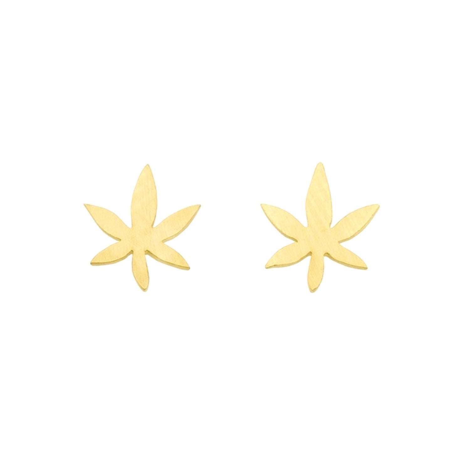 Tiny Gold Stainless Steel Pot Leaf Stud Earrings