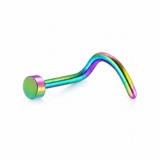 Rainbow Nail Head Nose Ring Screw