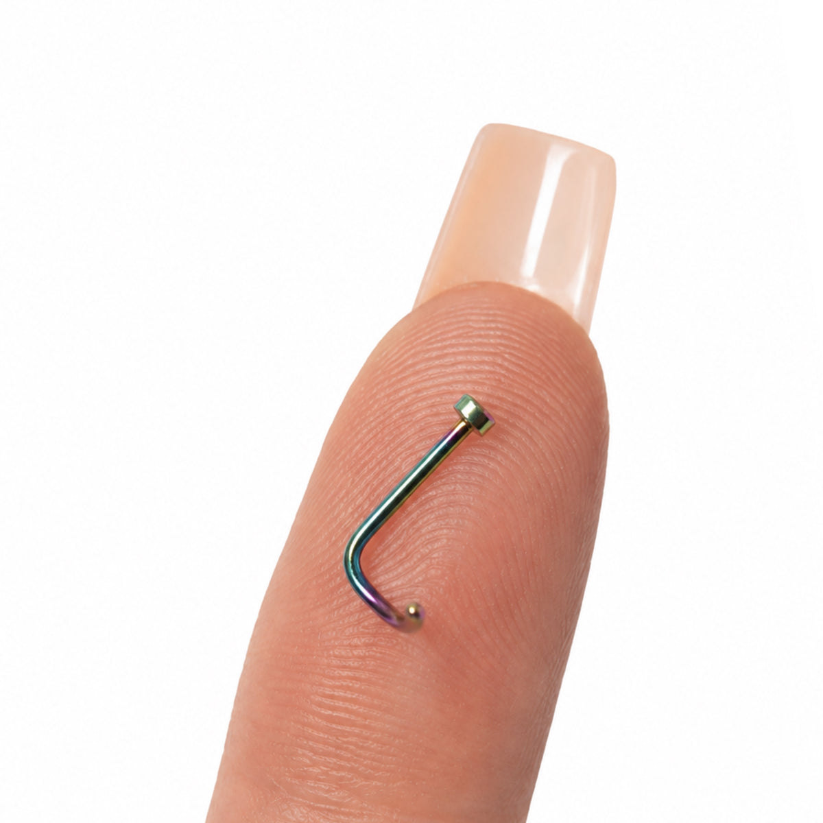Rainbow Nail Head Nose Ring Screw