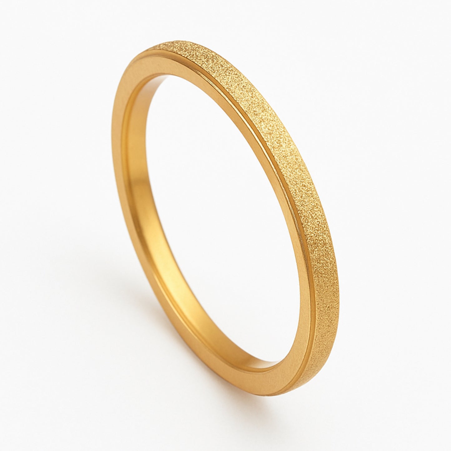 Minimalist Textured Gold Stacking Ring – Dainty 18K Gold Plated Band